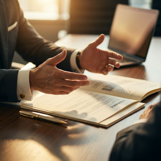 Insurance advisor reviewing documents